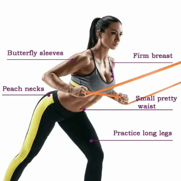 Fitness Resistance Band Set 5-120lbs Latex Exercise Bands for Home Gym Yoga Pilates