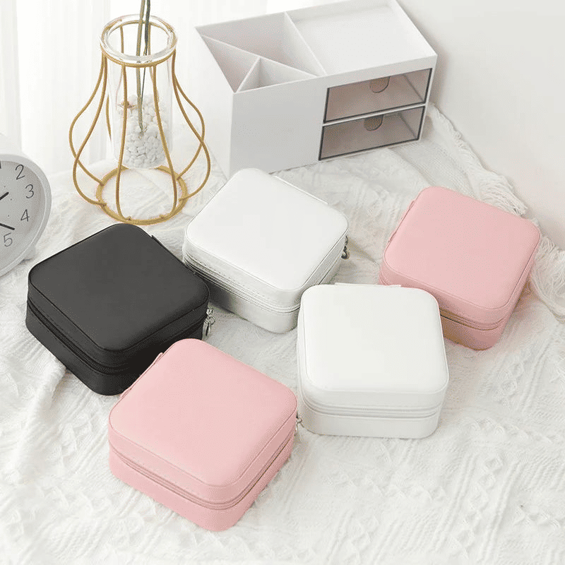 Portable PU Leather Mini Travel Jewelry Organizer for Rings, Earrings, Necklaces