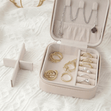 Portable PU Leather Mini Travel Jewelry Organizer for Rings, Earrings, Necklaces