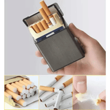 FOGSON Portable Slim Aluminum Cigarette Case Regular King Size Plastic Cigar Tobacco Holder Box Storage Container Smoking Accessories Black