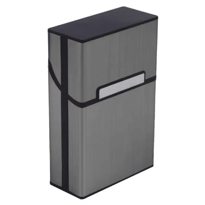 FOGSON Portable Slim Aluminum Cigarette Case Regular King Size Plastic Cigar Tobacco Holder Box Storage Container Smoking Accessories Black