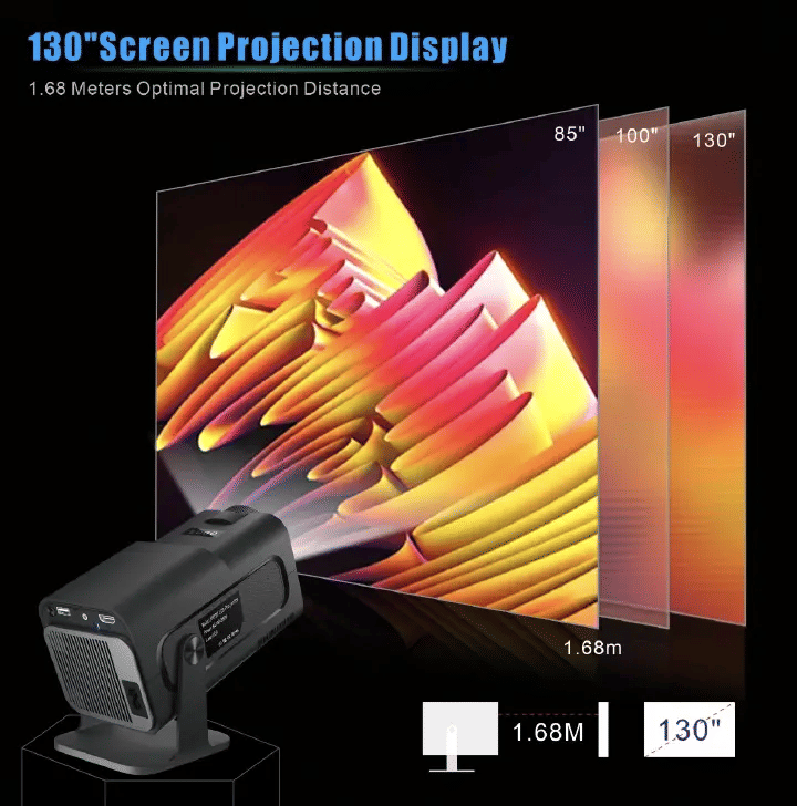 JAVAID HY-320Mini Native 720P Portable Projector 320ANSI WiFi 6 BT 5.0 Android 11
