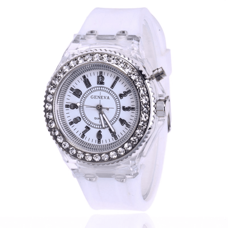 Luminous Rhinestone LED Quartz Fashion Watch for Men and Women