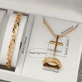 Men's 4-Piece Fashion Quartz Business Watch and Matching Jewelry Set