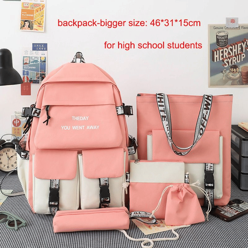 CaseTek 5-Piece Fashion Backpack Set: Durable School, Travel, Bookbags for Teens