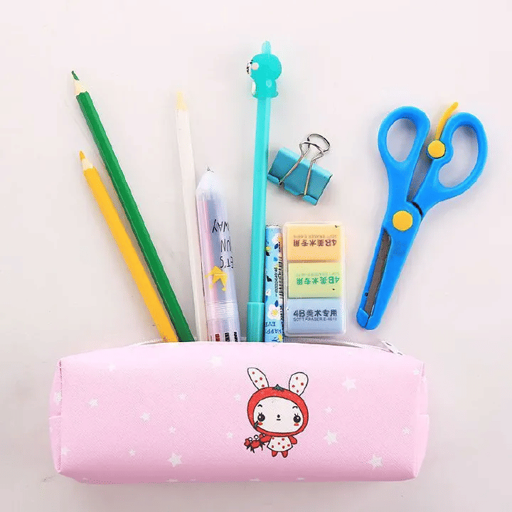 Large Capacity Cute Pen Bag Pouch PU Leather Durable Case for Students Multi
