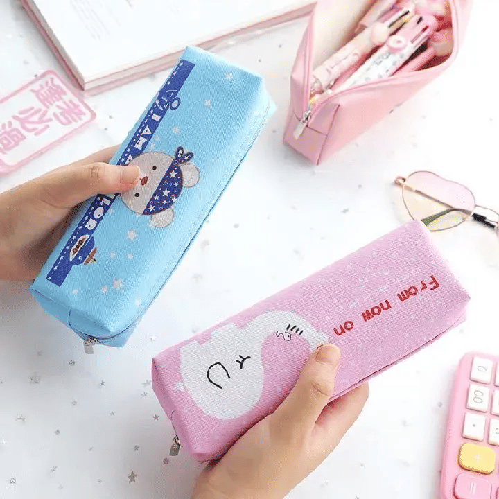 Large Capacity Cute Pen Bag Pouch PU Leather Durable Case for Students Multi