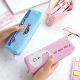 Large Capacity Cute Pen Bag Pouch PU Leather Durable Case for Students Multi