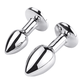 Premium Metal Anal Plug with Red Jewel Base - Unisex Adult Sex Toy