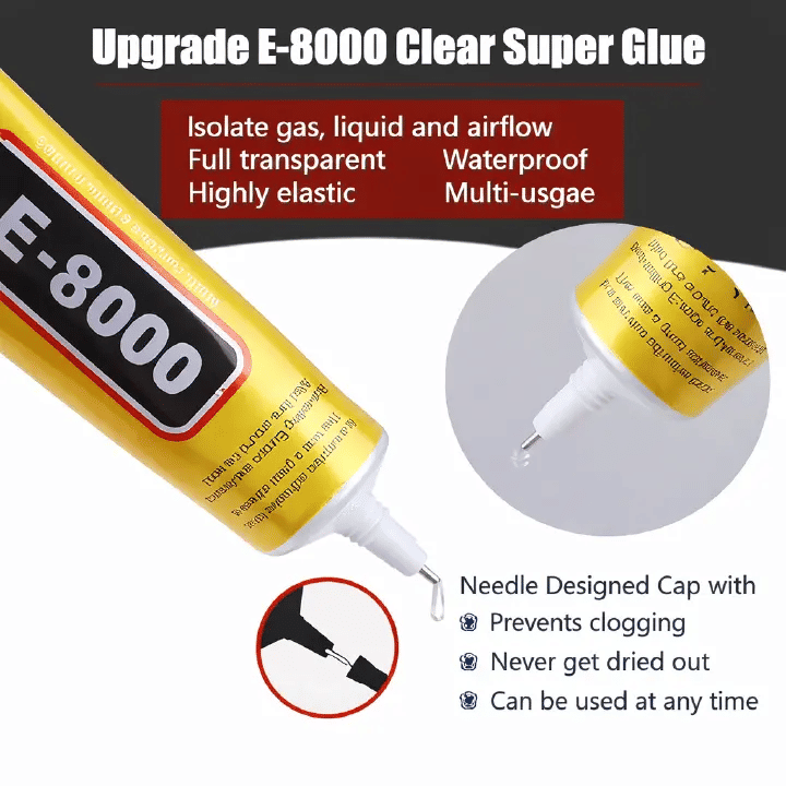 E-8000 Clear Super Glue 0.51fl oz High-Strength Industrial Adhesive for Phone Repair Clear