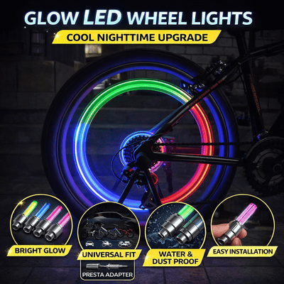 2-Pack Motion-Activated LED Tire Valve Lights for Bikes and Cars