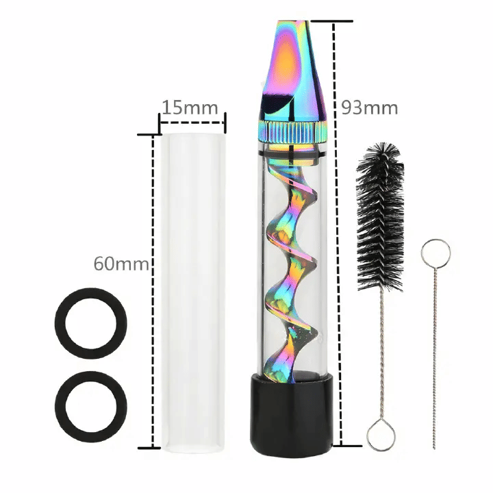V12 Mini Twisty Glass Blunt Pipe Reusable Spiral Metal Core Easy-Load Dry Herb Smoke Tube