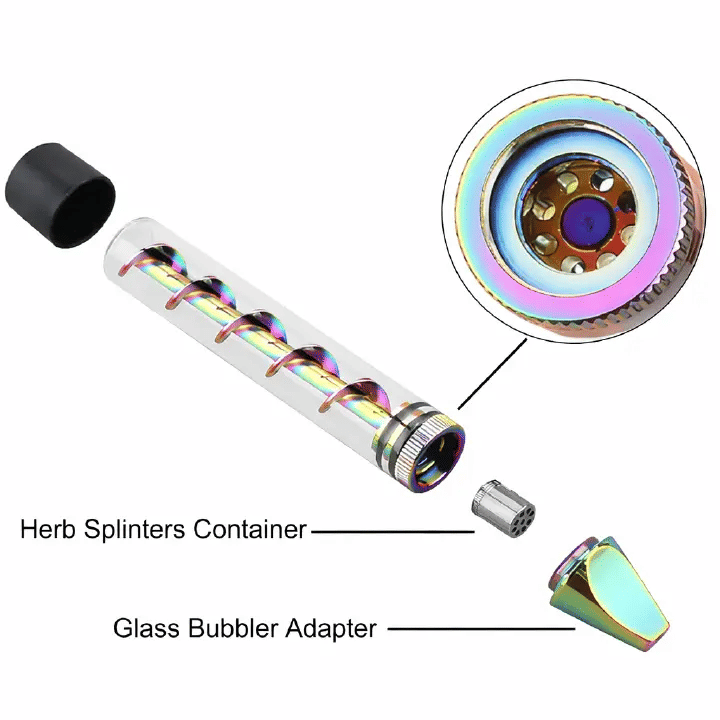 V12 Mini Twisty Glass Blunt Pipe Reusable Spiral Metal Core Easy-Load Dry Herb Smoke Tube
