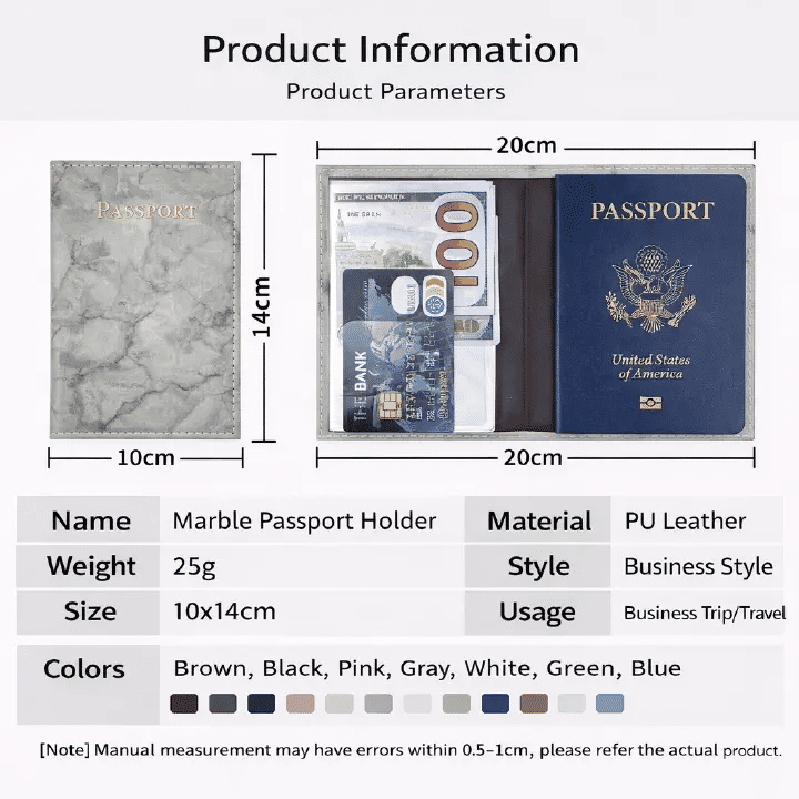 PU Leather RFID Blocking Passport Holder Travel Wallet Document Organizer Ultra-Thin Cover with Secure Strap Anti-Magnetic for Tickets Cards IDs