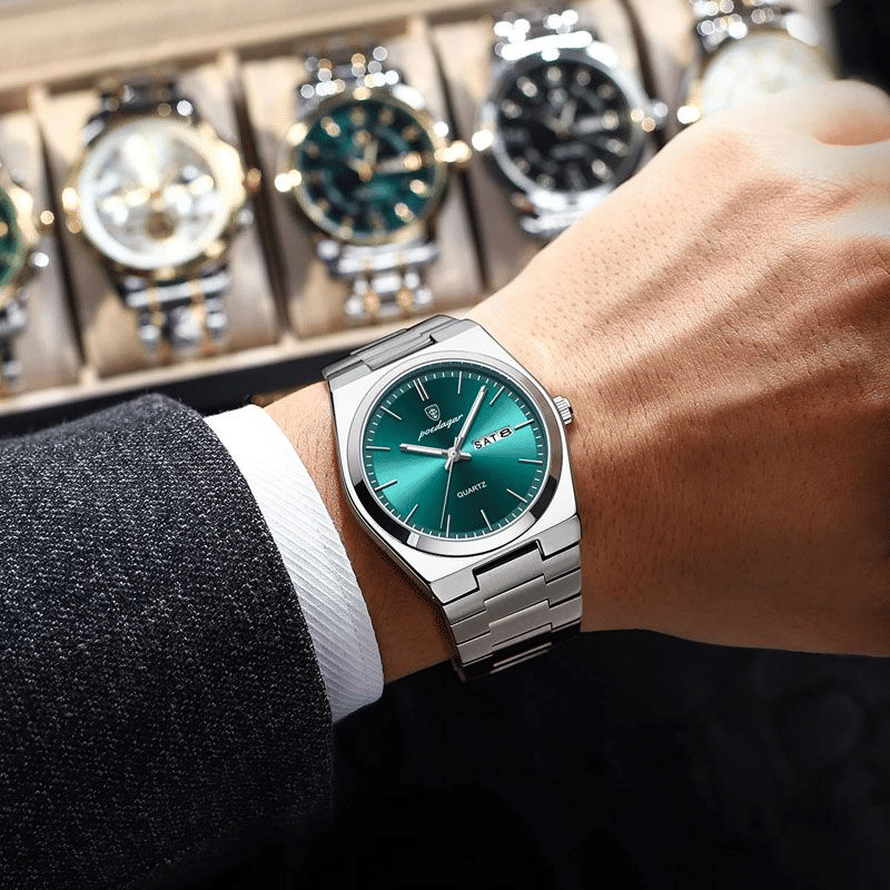 POEDAGAR Luxury Men's Sport Quartz Watch Waterproof Stainless Steel