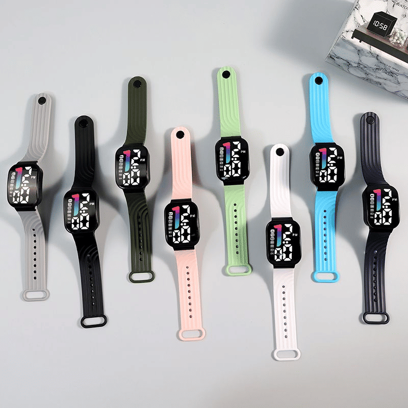 LED Digital Sports Watch Square Luminous Silicone Strap Casual Wristwatch