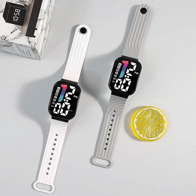 LED Digital Sports Watch Square Luminous Silicone Strap Casual Wristwatch