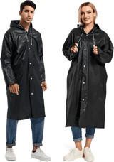 Non-Disposable Thickened Frosted Waterproof Hiking Raincoat for Men Women Children Black