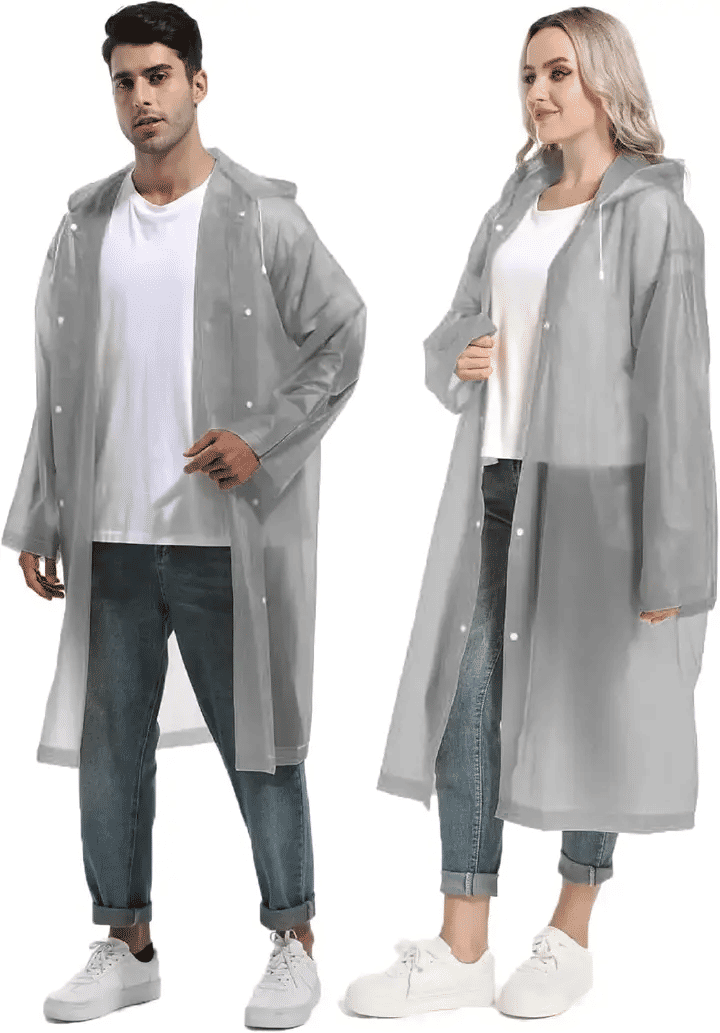 Non-Disposable Thickened Frosted Waterproof Hiking Raincoat for Men Women Children Black