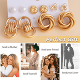Elegant Vintage Pearl Gold Tone Dangle Earrings Set Fashion Jewelry
