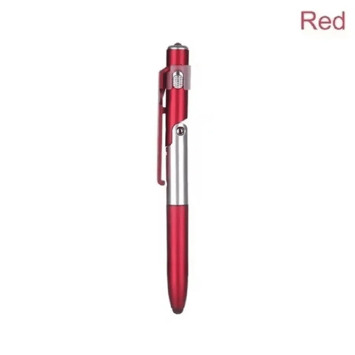 4-in-1 Multifunction Ballpoint Pen 2-Piece Set with LED Light Phone Holder Black