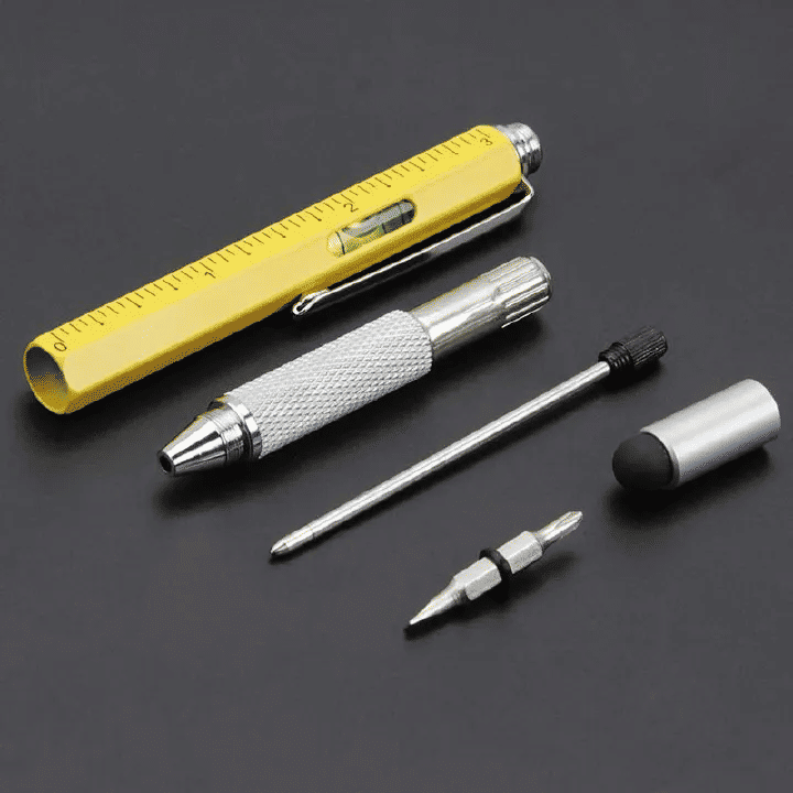 6-in-1 Metal Multi-Function Ballpoint Pen 2-Piece Set Ruler Screwdriver Stylus Tool