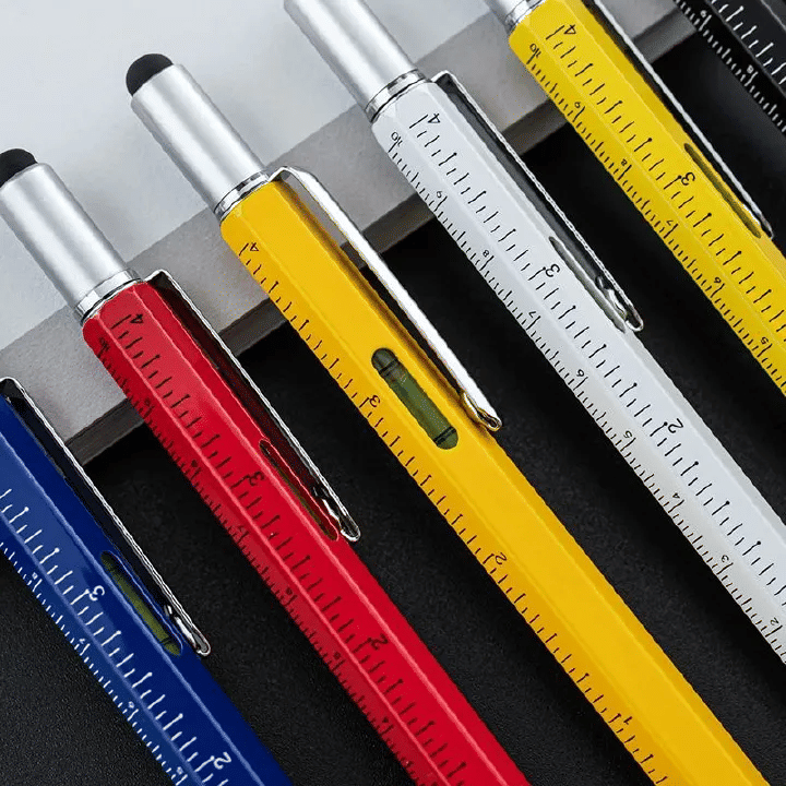 6-in-1 Metal Multi-Function Ballpoint Pen 2-Piece Set Ruler Screwdriver Stylus Tool