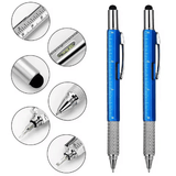 6-in-1 Metal Multi-Function Ballpoint Pen 2-Piece Set Ruler Screwdriver Stylus Tool