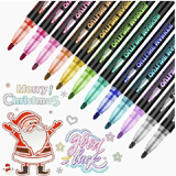 Double-Line Outline Pen 8-Piece Metal Color Marker Set for DIY Handbook Multi