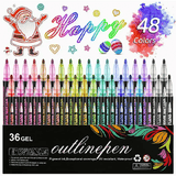 Double-Line Outline Pen 8-Piece Metal Color Marker Set for DIY Handbook Multi