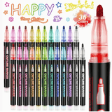Double-Line Outline Pen 8-Piece Metal Color Marker Set for DIY Handbook Multi