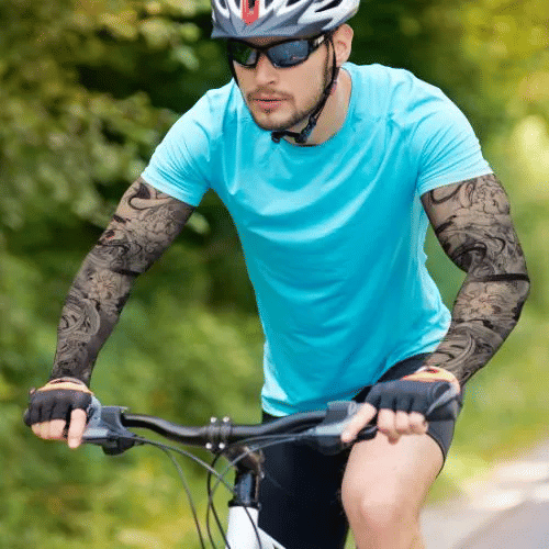 Tencel Tattoo Sleeves 4-Pack for Men Women Sun Protection Arm Covers Black