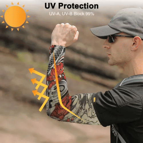 Tencel Tattoo Sleeves 4-Pack for Men Women Sun Protection Arm Covers Black