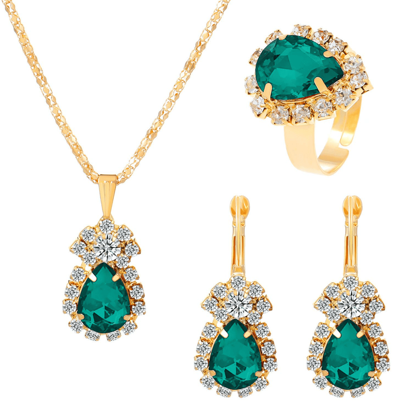 Elegant UPHUI 5-Piece Women's Diamond Square Quartz Watch & Matching Jewelry Set