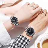 UPHUI Silver Couple Watch Set with Matching Rings 4-Piece Gift