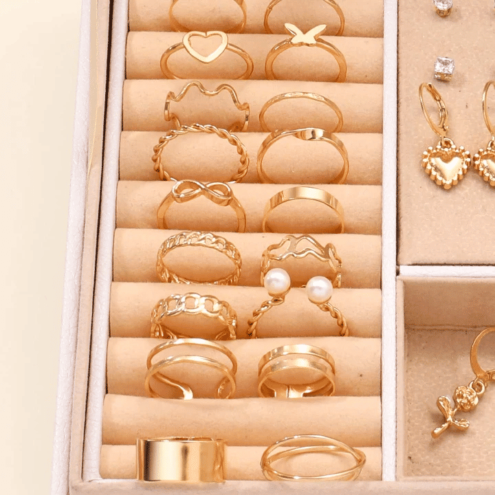 76PCS Luxury Butterfly Jewelry Set Necklace Ring Earring Diamond Pearl Zircon Pendant Women's Daily Gift