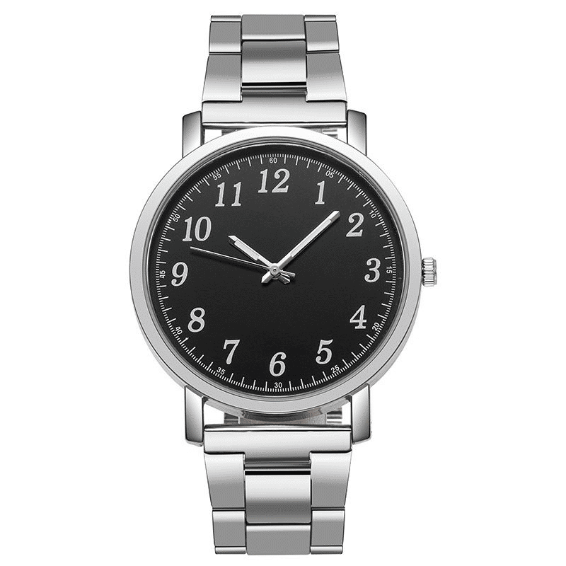 UPHUI Silver Couple Watch Set with Matching Rings 4-Piece Gift