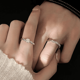 UPHUI Silver Couple Watch Set with Matching Rings 4-Piece Gift