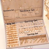 76PCS Luxury Butterfly Jewelry Set Necklace Ring Earring Diamond Pearl Zircon Pendant Women's Daily Gift