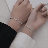 Elegant Stainless Steel Couple Bracelet Set with Crystal Heart Charm