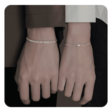 Elegant Stainless Steel Couple Bracelet Set with Crystal Heart Charm