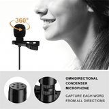 Portable Lapel Microphone Clip-on 3.5mm Jack 59-inch Cable for Speakers