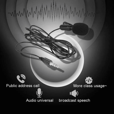 Portable Lapel Microphone Clip-on 3.5mm Jack 59-inch Cable for Speakers