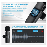 K9 Wireless Lapel Lavalier Microphone with Noise Cancellation for iPhone & Type-C