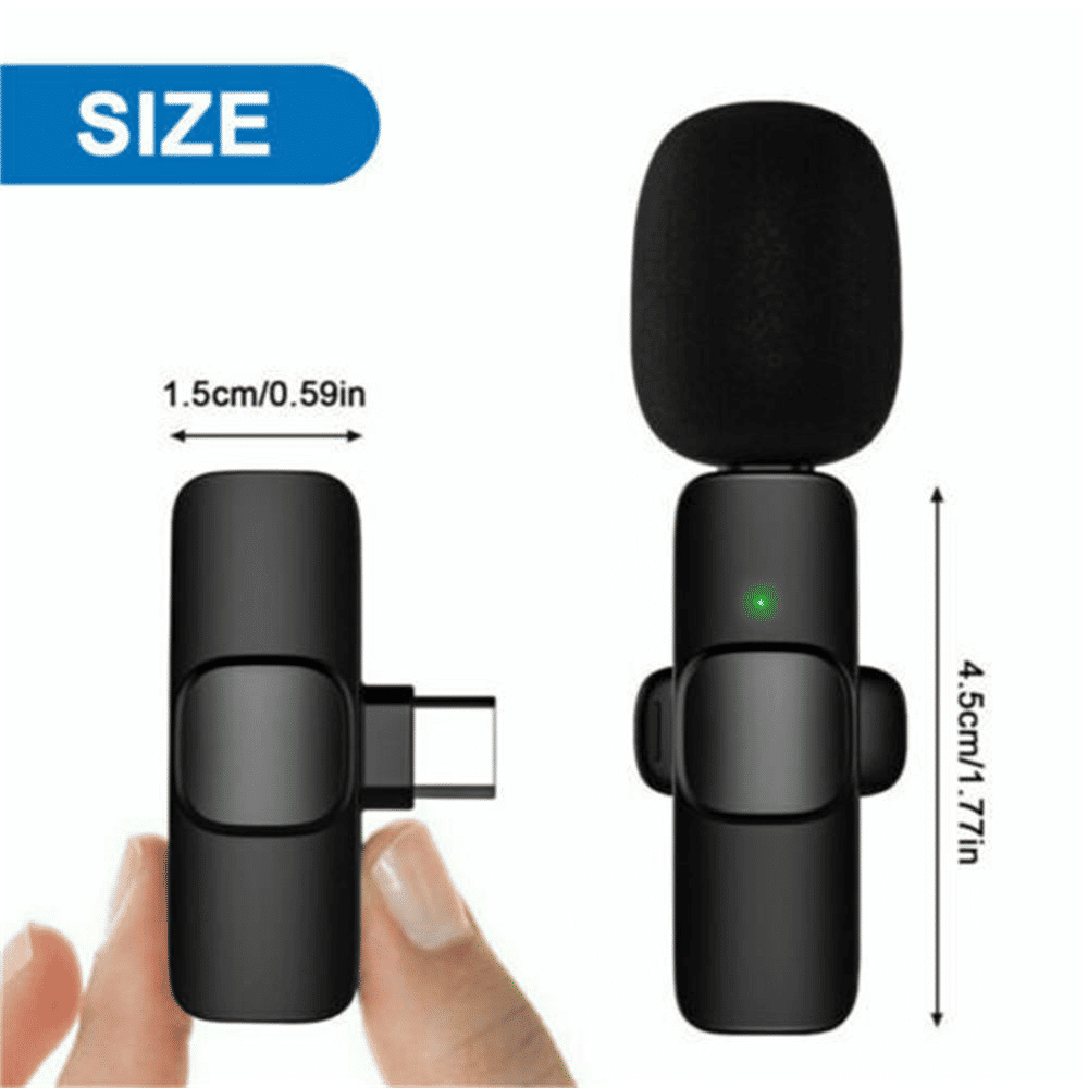 K9 Wireless Lapel Lavalier Microphone with Noise Cancellation for iPhone & Type-C