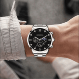 Men's Luxury Quartz Steel Strap Watch and Rudder Bracelet Set