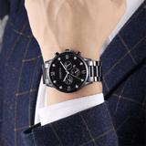 Men's Luxury Quartz Steel Strap Watch and Rudder Bracelet Set