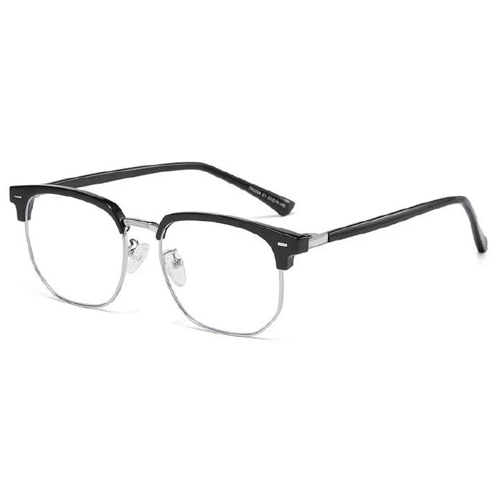 Semi-Rimless Metal Frame Glasses Anti-Blue Light Flat Lens Unisex Large Fashion Sunglasses