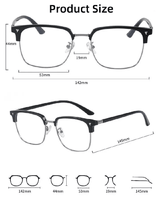 Semi-Rimless Metal Frame Glasses Anti-Blue Light Flat Lens Unisex Large Fashion Sunglasses