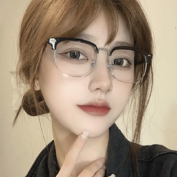 Semi-Rimless Metal Frame Glasses Anti-Blue Light Flat Lens Unisex Large Fashion Sunglasses